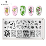 BORN PRETTY Flamigo Tropical Nail Stamping Plate Fruit Punch Pattern Rectangle Template Nail Stamp Image Plate