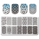 BORN PRETTY Floral Stamping Template Rectangle Various Flower Pattern Nail Art Stamp Image Plate