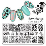 BORN PRETTY Floral Stamping Template Rectangle Various Flower Pattern Nail Art Stamp Image Plate