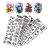 BORN PRETTY Floral Stamping Template Rectangle Various Flower Pattern Nail Art Stamp Image Plate