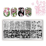 BORN PRETTY Flower Animals Nail Stamping Plate Madanla Butterfly Rectangle Template Printing Stencil Tool