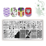 BORN PRETTY Flower Animals Nail Stamping Plate Madanla Butterfly Rectangle Template Printing Stencil Tool