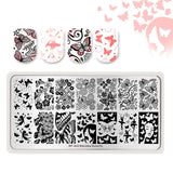 BORN PRETTY Flower Animals Nail Stamping Plate Madanla Butterfly Rectangle Template Printing Stencil Tool