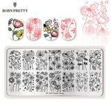 BORN PRETTY Flower Animals Nail Stamping Plate Madanla Butterfly Rectangle Template Printing Stencil Tool