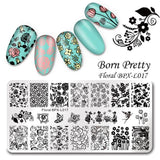 BORN PRETTY Flower Nail Stamping Plates Rectangle Floral Panda Geometry Pattern Manicure Nail Art Image Stamp Template