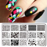 BORN PRETTY Geometry Rectangle Stamping Template Geometric Pattern Manicure Nail Art Stamp Image Plate