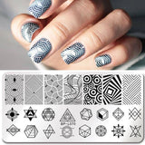 BORN PRETTY Geometry Rectangle Stamping Template Geometric Pattern Manicure Nail Art Stamp Image Plate