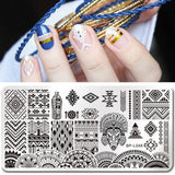 BORN PRETTY Geometry Rectangle Stamping Template Geometric Pattern Manicure Nail Art Stamp Image Plate