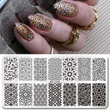 BORN PRETTY Geometry Rectangle Stamping Template Geometric Pattern Manicure Nail Art Stamp Image Plate