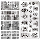 BORN PRETTY Geometry Rectangle Stamping Template Geometric Pattern Manicure Nail Art Stamp Image Plate