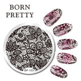 BORN PRETTY Halloween Arabesque Nail Art Stamp Template Geometry Arrow Full Lace Flower Nail Stamping Plates Manicure Tools