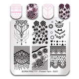 BORN PRETTY Lace Series Nail Stamping Plate Flower Yarn Square Template Nail Art Stamp Plate