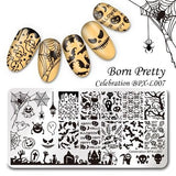 BORN PRETTY Nail Stamping Plate Halloween Series Celebration Rectangle Manicure Stamp Template Nail Art Image Plate