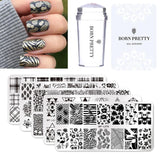 BORN PRETTY Nail Stamping Plate Stamper Scraper Set 3 Pcs Flamingo Summer Image Printing Template Rectangle Manicure Stamp Kit