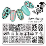 BORN PRETTY Nail Stamping Plates Flower Geometry Nature Series Nail Template Stamp Image Manicure Stamp Plate DIY Nail Designs