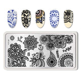 BORN PRETTY Nail Stamping Plates Flower Geometry Nature Series Nail Template Stamp Image Manicure Stamp Plate DIY Nail Designs