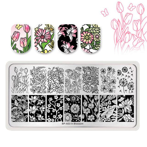 BORN PRETTY Nail Stamping Plates Flower Geometry Nature Series Nail Template Stamp Image Manicure Stamp Plate DIY Nail Designs