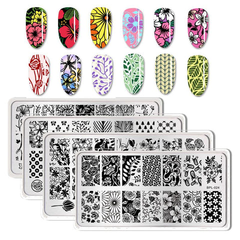 BORN PRETTY Nail Stamping Plates Flower Geometry Nature Series Nail Template Stamp Image Manicure Stamp Plate DIY Nail Designs