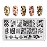 BORN PRETTY Nail Stamping Plates Lace Flower Animal Pattern Nail Art Stamp Stamping Template Image Plate Stencil Nails Tool