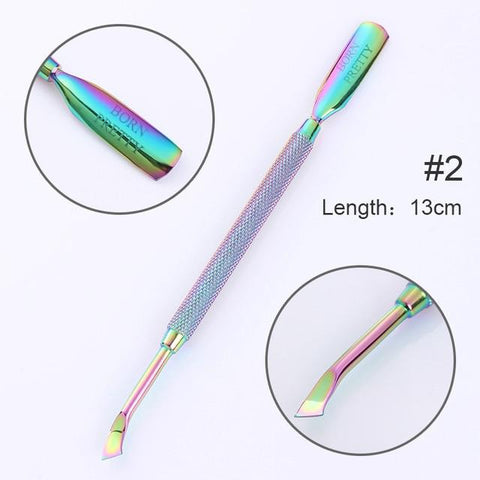 BORN PRETTY Rainbow Chameleon Nail Art Cuticle Pusher Cutter Nipper Clipper Dead Skin Remover Tweezer Manicure Nail Art Tool