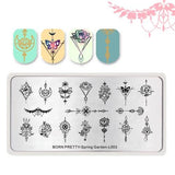 BORN PRETTY Rectangle Round Stamp Template Floral Girl Insect Dragonfly Pattern Plate Manicure Nail Art Stamping Image Plate