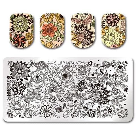 BORN PRETTY Rectangle Round Stamp Template Floral Girl Insect Dragonfly Pattern Plate Manicure Nail Art Stamping Image Plate