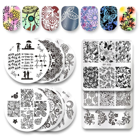 BORN PRETTY Rose Flower Nail Art Stamp Template Flower Mandala Butterfly Image Plate Nail Stamping Plate Manicure Tools