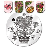 BORN PRETTY Round Nail Stamping Plate Geometry Catcher Feather Ballet Swan Dream Flame Flower Manicure Nail Art Image Template