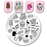 BORN PRETTY Round Nail Stamping Plate Geometry Catcher Feather Ballet Swan Dream Flame Flower Manicure Nail Art Image Template