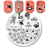 BORN PRETTY Round Nail Stamping Plate Geometry Catcher Feather Ballet Swan Dream Flame Flower Manicure Nail Art Image Template