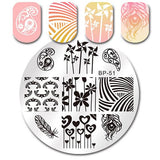 BORN PRETTY Round Nail Stamping Plate Geometry Catcher Feather Ballet Swan Dream Flame Flower Manicure Nail Art Image Template