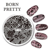 BORN PRETTY Round Nail Stamping Plate Geometry Catcher Feather Ballet Swan Dream Flame Flower Manicure Nail Art Image Template