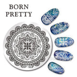 BORN PRETTY Round Nail Stamping Plate Geometry Catcher Feather Ballet Swan Dream Flame Flower Manicure Nail Art Image Template