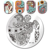 BORN PRETTY Round Nail Stamping Plate Geometry Catcher Feather Ballet Swan Dream Flame Flower Manicure Nail Art Image Template