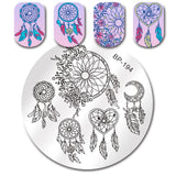 BORN PRETTY Round Nail Stamping Plate Geometry Catcher Feather Ballet Swan Dream Flame Flower Manicure Nail Art Image Template