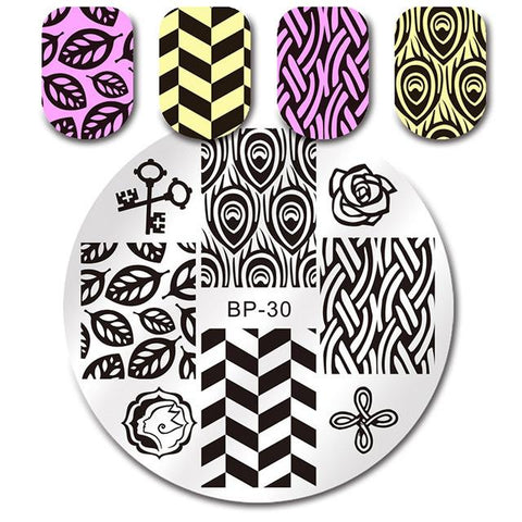 BORN PRETTY Round Nail Stamping Plate Wow Dream Catcher Flower 5.5cm Template Manicure Nail Art Image Plate