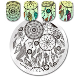 BORN PRETTY Round Nail Stamping Plate Wow Dream Catcher Flower 5.5cm Template Manicure Nail Art Image Plate