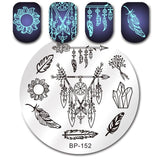 BORN PRETTY Round Nail Stamping Plate Wow Dream Catcher Flower 5.5cm Template Manicure Nail Art Image Plate