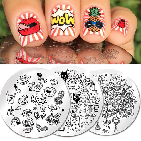 BORN PRETTY Round Nail Stamping Plate Wow Dream Catcher Flower 5.5cm Template Manicure Nail Art Image Plate