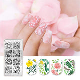 BORN PRETTY Spring Garden Stamping Template Rectangle Flower Leaf Butterfly Floral Nail Art Image Plate Nail Stamping Plates