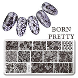 BORN PRETTY Spring Garden Stamping Template Rectangle Flower Leaf Butterfly Floral Nail Art Image Plate Nail Stamping Plates