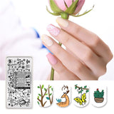 BORN PRETTY Spring Garden Stamping Template Rectangle Flower Leaf Butterfly Floral Nail Art Image Plate Nail Stamping Plates