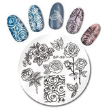 BORN PRETTY Square Nail Art Stamp Template Flower Vine Rose Leaves Floral Image Pattern Printing Plate for Manicure Stencil 6cm