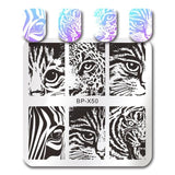 BORN PRETTY Square Nail Stamping Template Cat Tiger Leopard Eye Manicure Nail Art Image Plate Nail Art Print Stencil BP-X50