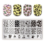 BORN PRETTY Summer Flamingo Pattern Nail Stamping Template Summer Fruit Leaf Image Rectangle Nail Art Stamp Plate