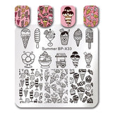 BORN PRETTY Summer Flamingo Pattern Nail Stamping Template Summer Fruit Leaf Image Rectangle Nail Art Stamp Plate