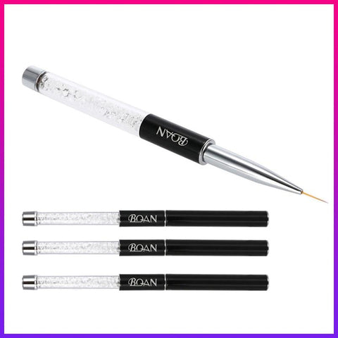 BQAN Nail Brush 7/9/11mm Crystal Acrylic Nail Art Brushes UV Gel Painting Line Brush Nylon Hair Pen Manicure Nail Liner Tools