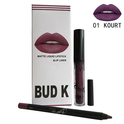 BUD K Brand Lip Gloss&Lip Liner Lip Makeup Kit 10 Colors Liquid Lipstick Matte Velvet Lipgloss Long Lasting Tint Lipstick Makeup