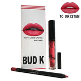 BUD K Brand Lip Gloss&Lip Liner Lip Makeup Kit 10 Colors Liquid Lipstick Matte Velvet Lipgloss Long Lasting Tint Lipstick Makeup