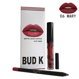 BUD K Brand Lip Gloss&Lip Liner Lip Makeup Kit 10 Colors Liquid Lipstick Matte Velvet Lipgloss Long Lasting Tint Lipstick Makeup